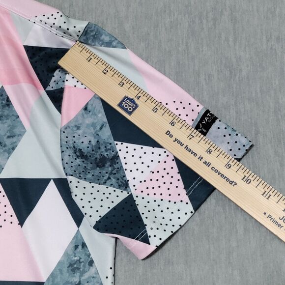 Yatta‎ Golf Polo Shirt Mens Medium Performance Stretch Abstract Geometric - Picture 10 of 14